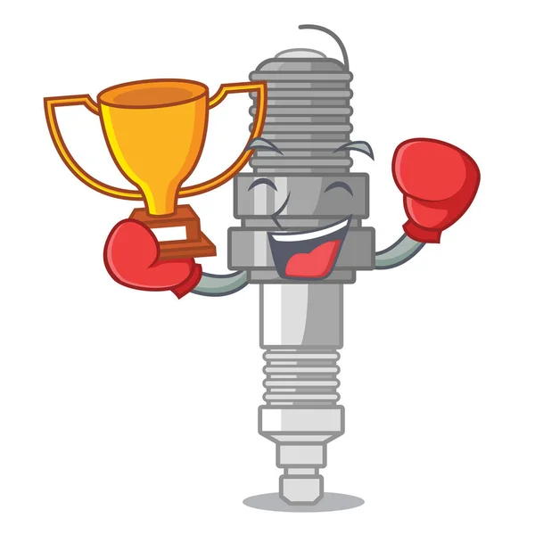 Bujía miniatura ganadora de boxeo en forma de dibujos animados — Archivo Imágenes Vectoriales