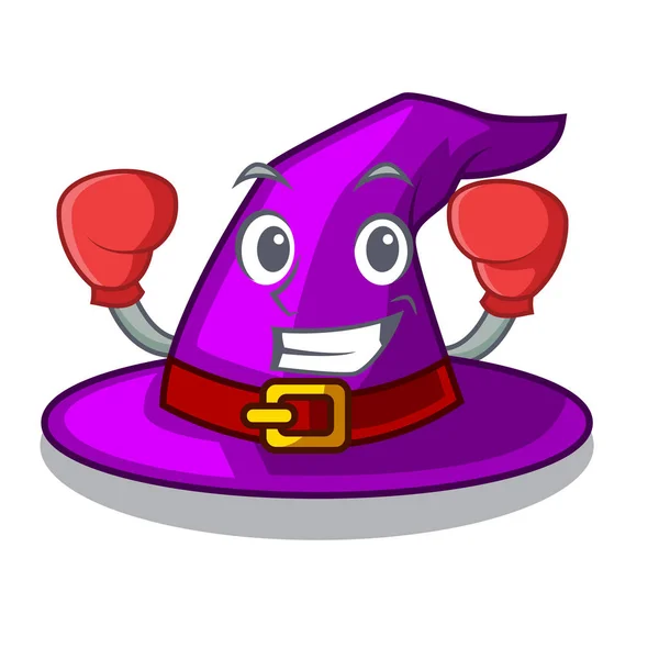 Boxeo con sombrero en forma de mascota — Vector de stock