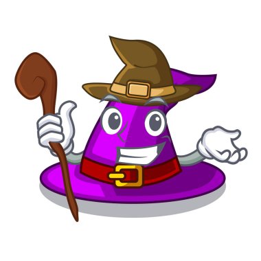 Maskot ile izole cadı cadı şapka