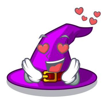 Aşk cadı şapka maskotu ile izole