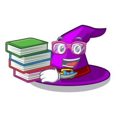 Öğrenci kitap cadı şapka şeklinde güzel karikatürler