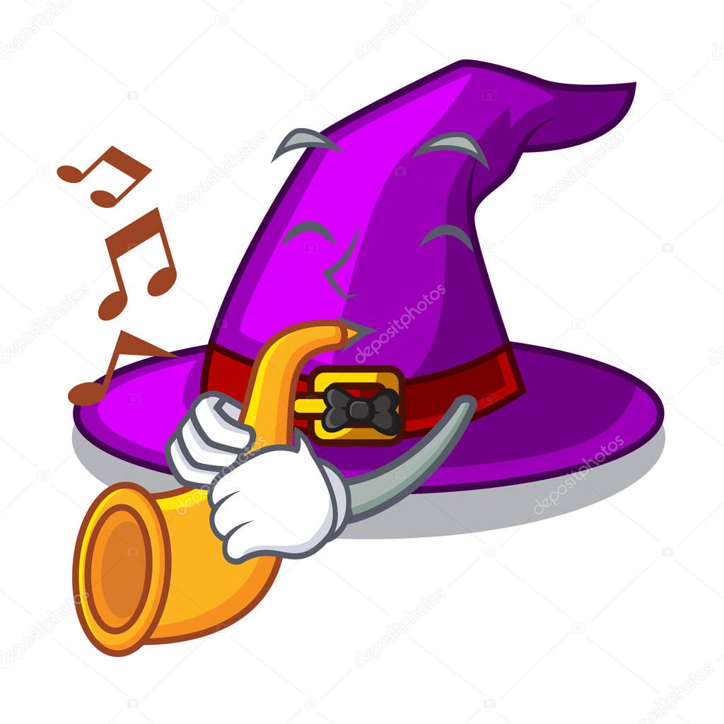 With trumpet witch hat isolated with the mascot