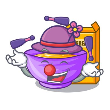 Mısır gevreği kutusunda çizgi film ile izole hokkabazlık