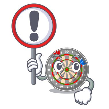 Karikatür duvar işareti dart tahtası ile sıkışmış