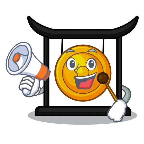 With megaphone goldeng gong in the character shape — Stock Vector