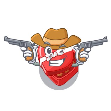 Kovboy çikolata kutusu kalp karikatür tablosunun üst kısmındaki