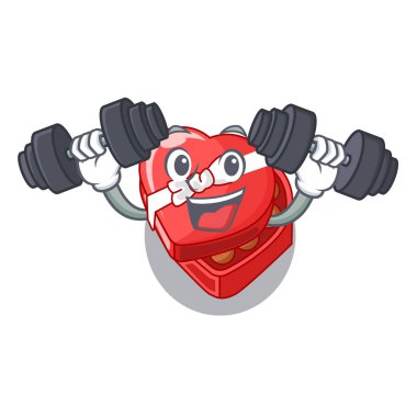Fitness çikolata kutusu kalp karikatür tablosunun üst kısmındaki