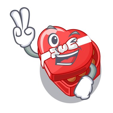İki parmak çikolata kalp kutu şekli Mascot