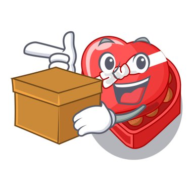Kutu çikolata kalp kutu ile şekil maskot