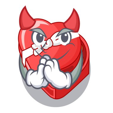 Şeytan chovolate kalp kutu karakterleri ile izole