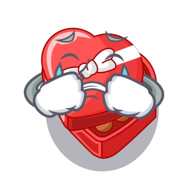 Ağlayan chovolate kalp kutu karakterleri ile izole