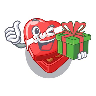 Hediye chovolate kalp kutu ile karakter ile izole