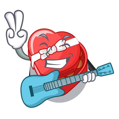 Gitar chovolate kalp kutu ile karakter ile izole