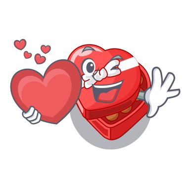 Kalp chovolate kalp kutu ile karakter ile izole