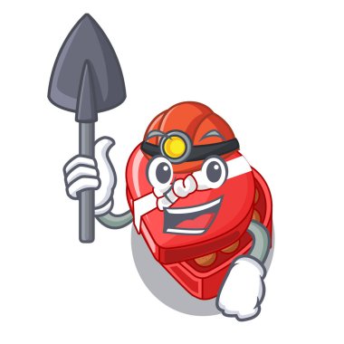 Madenci chovolate kalp kutu karakterleri ile izole