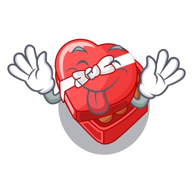 Çikolata kalp kutu karikatür buzdolabı yukarıda dışarı dil