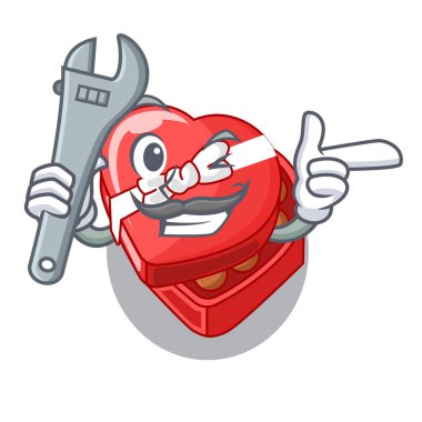 Mekanik çikolata kalp kutu yukarıda karikatür buzdolabı