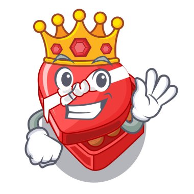 Kral çikolata kalp kutu yukarıda karikatür buzdolabı