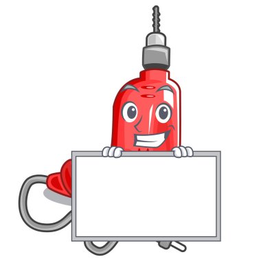 Karikatür şeklinde kurulu elektrikli matkap ile sırıtarak