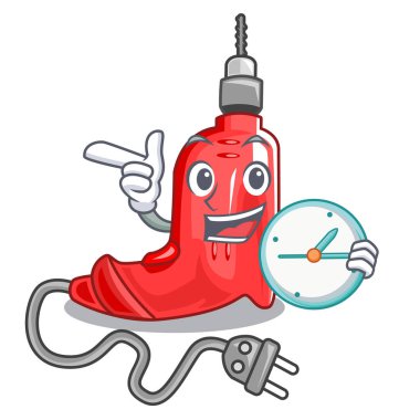 Karakter ahşap masa saati ile elektrik matkap