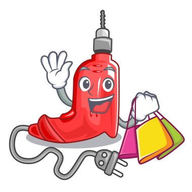 Karakter ahşap masa üzerinde alışveriş elektrikli matkap