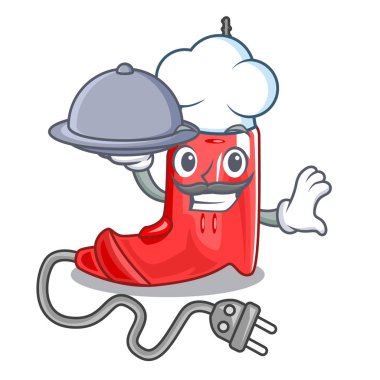 Şef ile gıda elektrikli matkap izole maskotu ile