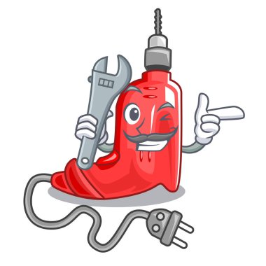 Çizgi film kutusunda mekanik elektrikli matkap