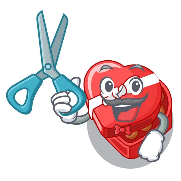 Çikolata kutusu kalp karikatür tablosunun yukarısındaki berber