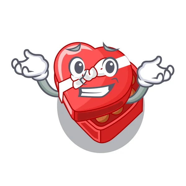 Sırıtan çikolata kalp kutu şekli Mascot — Stok Vektör