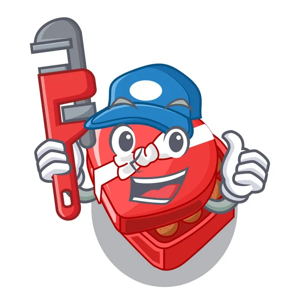 Tesisatçı çikolata kalp kutu yukarıda karikatür buzdolabı