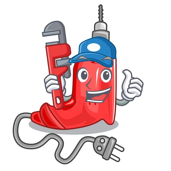 Çizgi film kutusunda tesisatçı elektrikli matkap