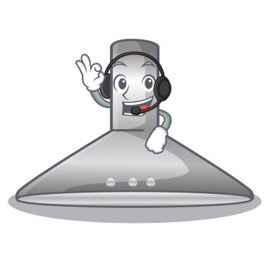 Kulaklık mutfak hood karikatür ile yemek pişirmek için