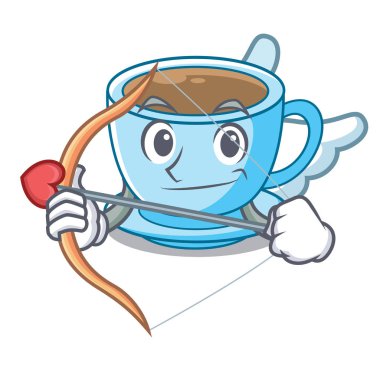 Aşk tanrısı fincan lezzetli karikatür süt çay