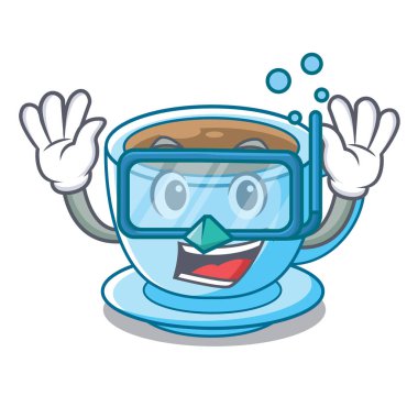 Çizgi film tablonun üst dalış fincan süt çay