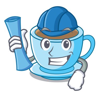 Mimar fincan süt çay karikatür tablosunun üst kısmındaki