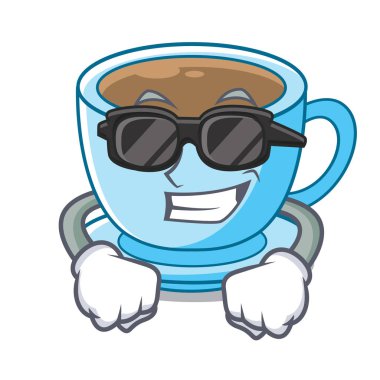 Süper cool fincan süt çay karikatür tablosunun üst kısmındaki