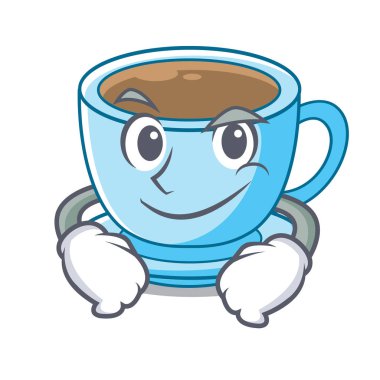 Çizgi film tablosunun yukarısındaki Smirking fincan süt çay