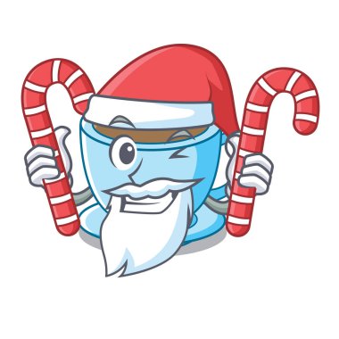 Santa ile şeker süt çay maskotu ile izole