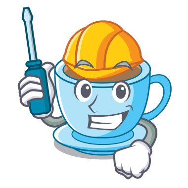 Maskot ile izole otomotiv süt çay