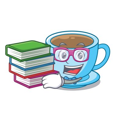 Maskot ile izole kitap süt çay ile öğrenci