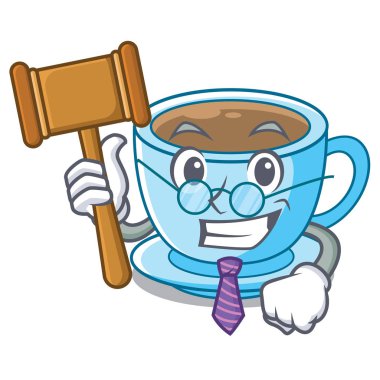 Yargıç süt çay maskotu ile izole