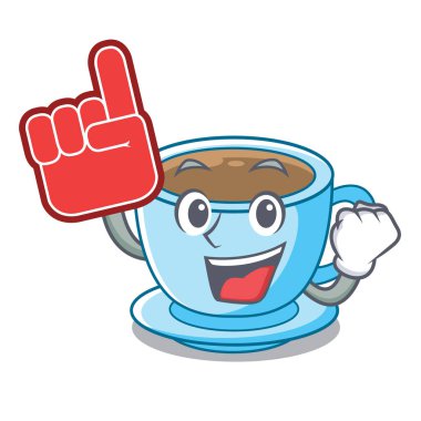 Maskot ile izole köpük parmak süt çay