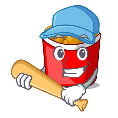 Beyzbol tavuk nuggets karakteri ile izole çalmaya