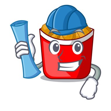 Tavuk kanadı üzerinde çizgi film plaka üzerinde mimar