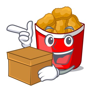 Kutusu tavuk nuggets ile karikatür plaka üzerinde