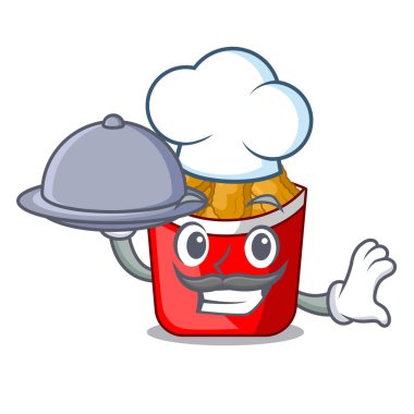 Şef yemek tavuk nuggets karikatür şeklinde ile