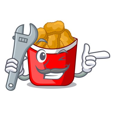 Mekanik tavuk nuggets bir maskot kase