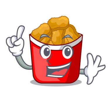 Parmak tavuk nuggets bir maskot kase