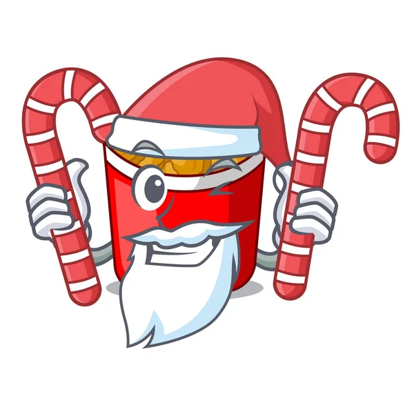 Santa Claus con pepitas de pollo dulces en un cuenco de mascotas — Vector de stock