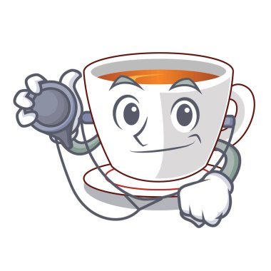 Ahşap çizgi film tablosunun yukarısındaki doktor nane çayı